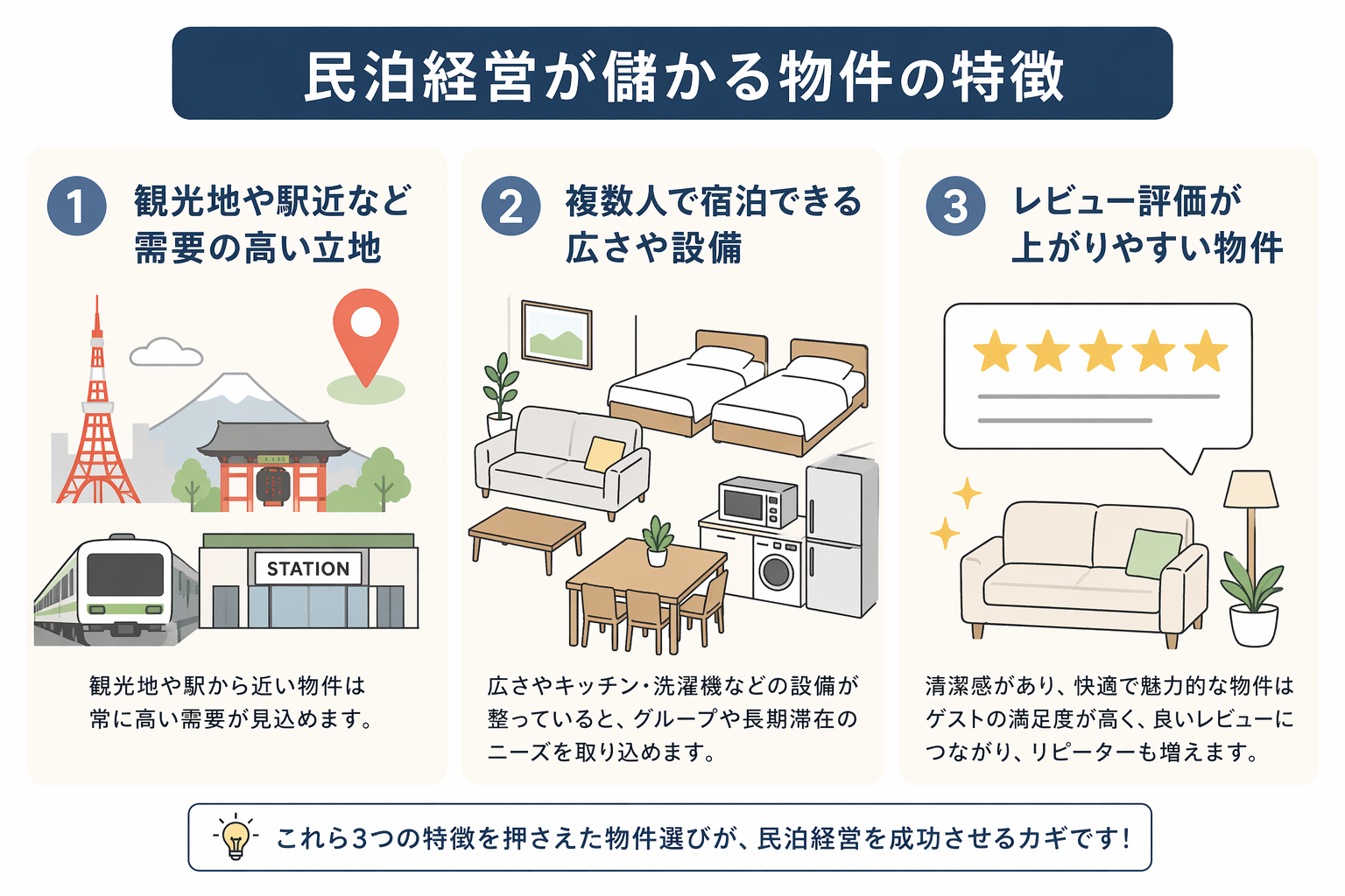 民泊経営が儲かる物件の特徴とは