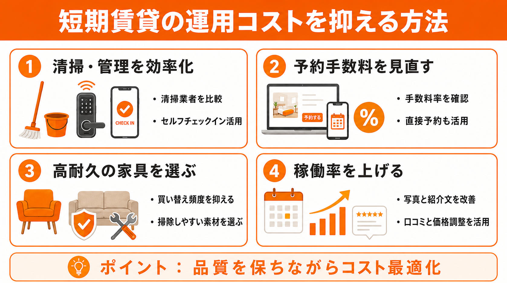 短期賃貸の運用コストを抑える方法