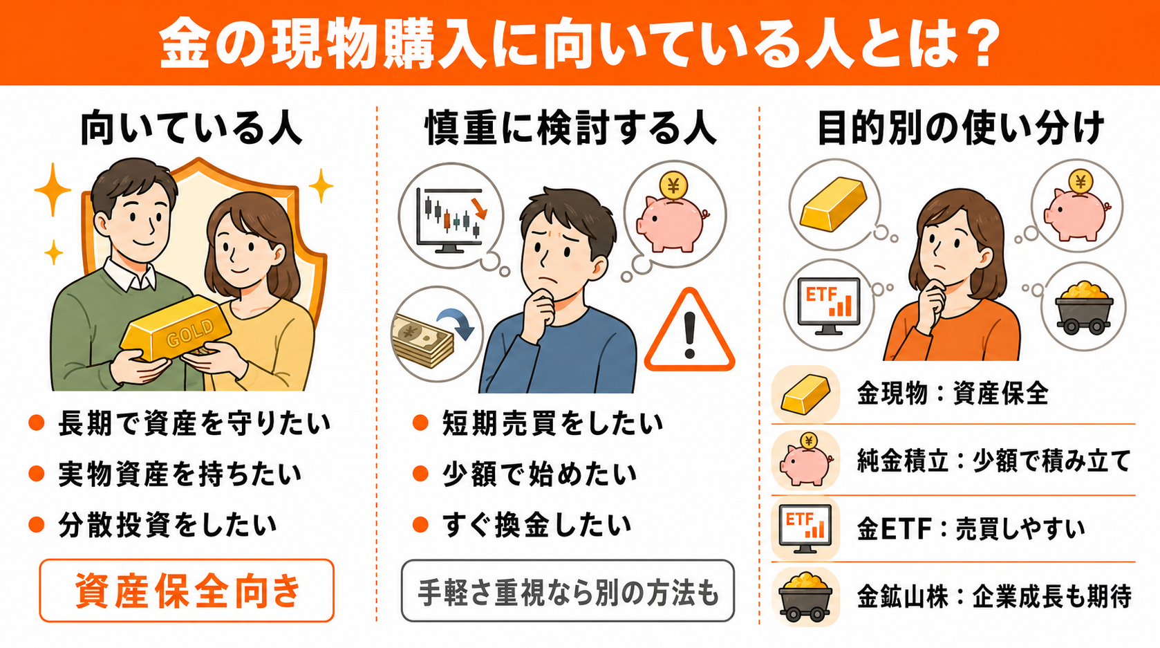 金の現物購入に向いている人とは？